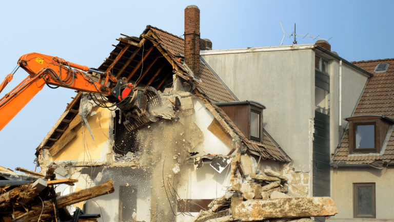 Demolition site preparation for residential redevelopment in Brentwood Bay